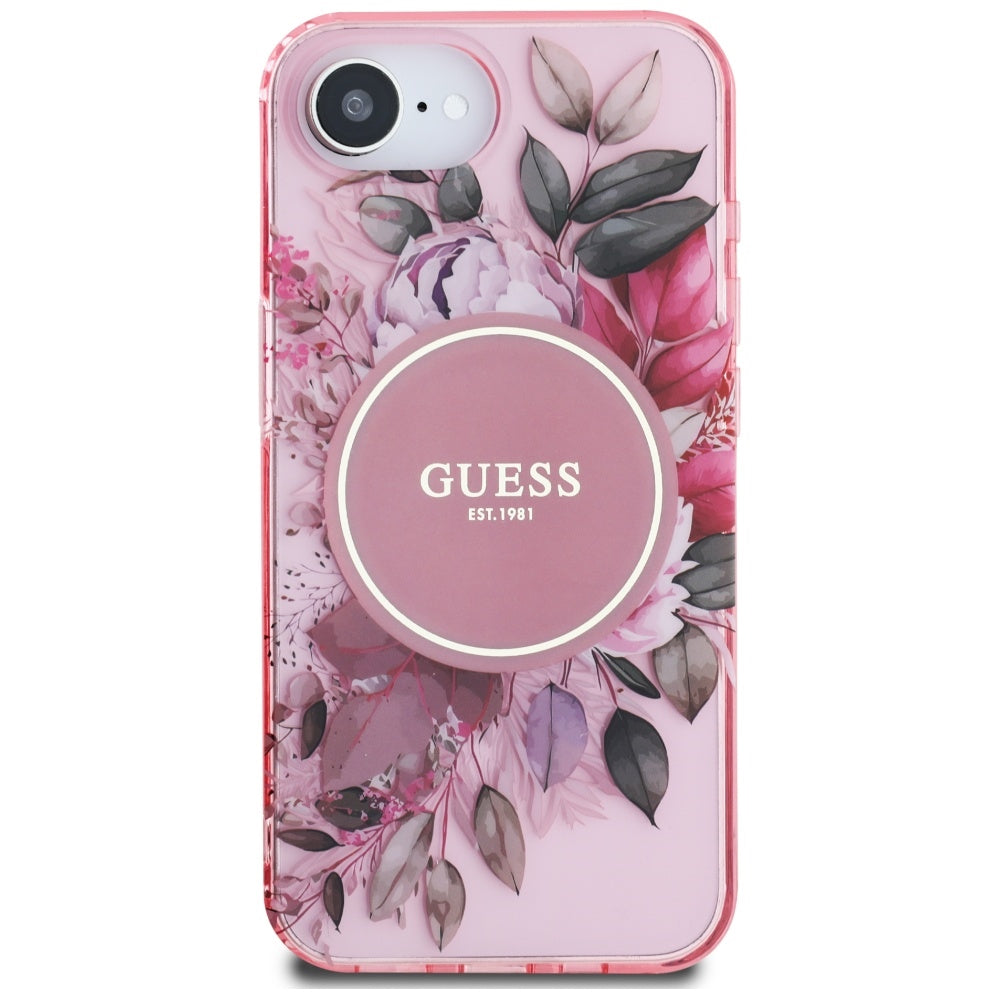 MagSafe cover til Apple iPhone 17e / 16e, Guess, IML Flowers, Pink