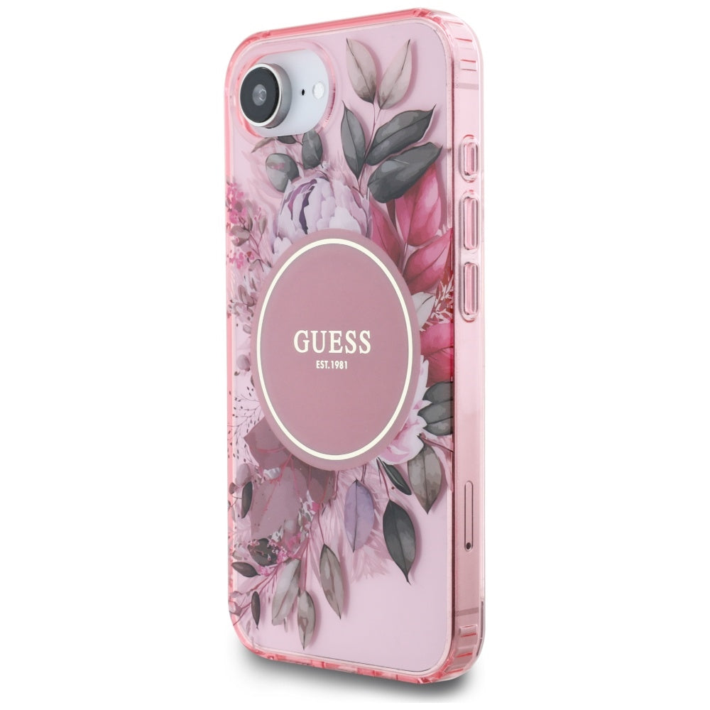 MagSafe cover til Apple iPhone 17e / 16e, Guess, IML Flowers, Pink