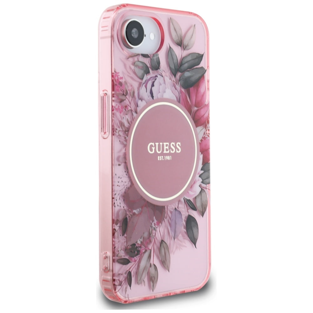MagSafe cover til Apple iPhone 17e / 16e, Guess, IML Flowers, Pink