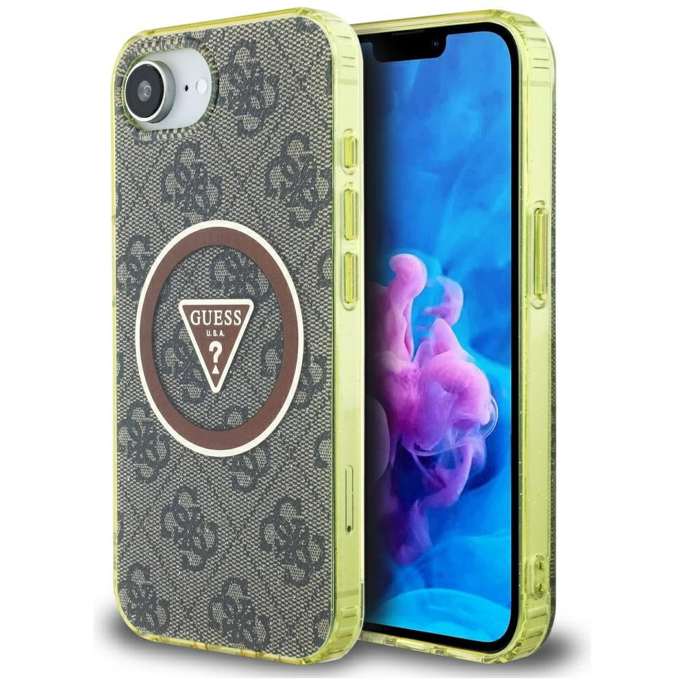 MagSafe cover til Apple iPhone 17e / 16e, Guess, IML Glitter 4G Circle Triangle, Brun