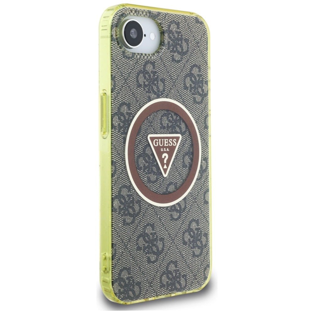 MagSafe cover til Apple iPhone 17e / 16e, Guess, IML Glitter 4G Circle Triangle, Brun
