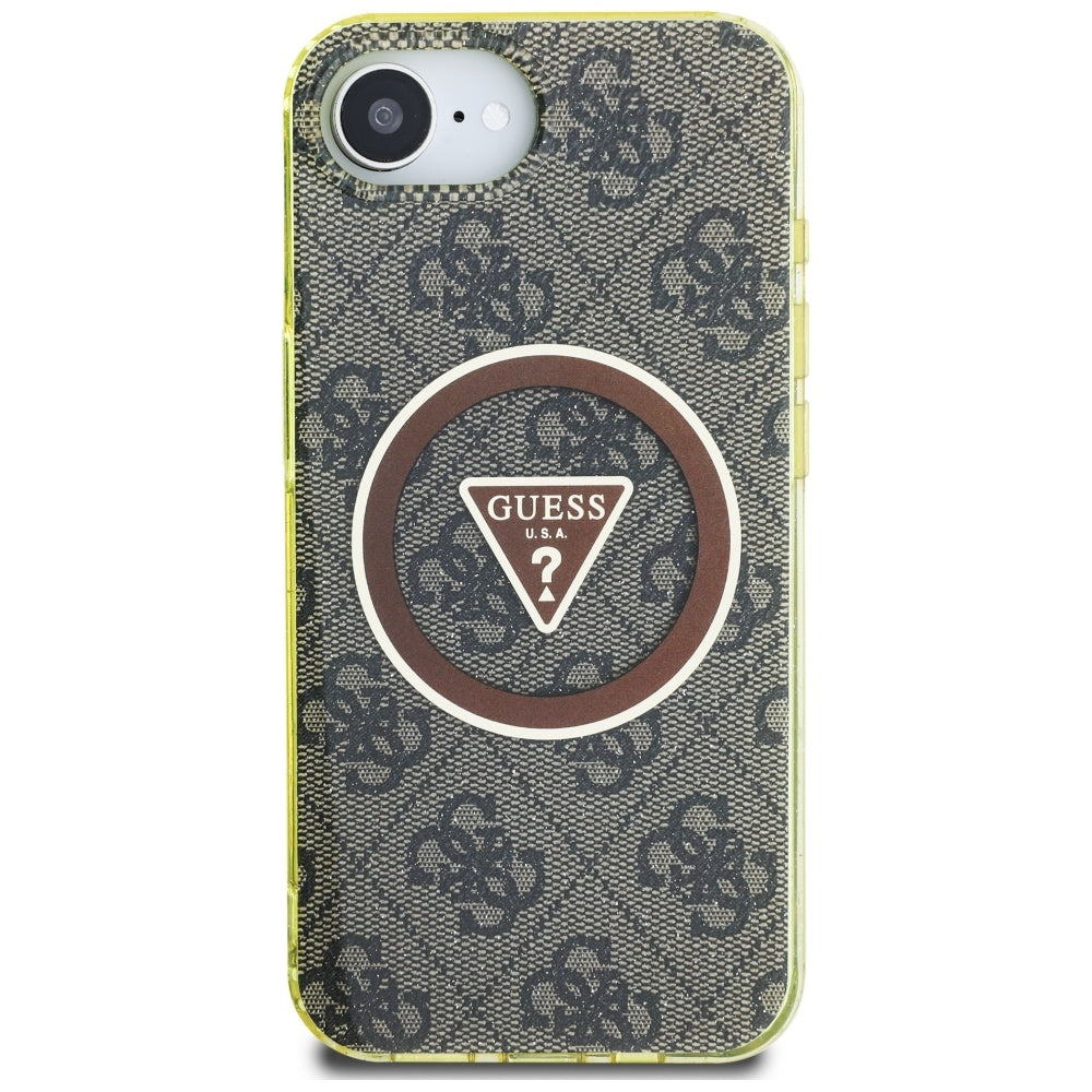 MagSafe cover til Apple iPhone 17e / 16e, Guess, IML Glitter 4G Circle Triangle, Brun