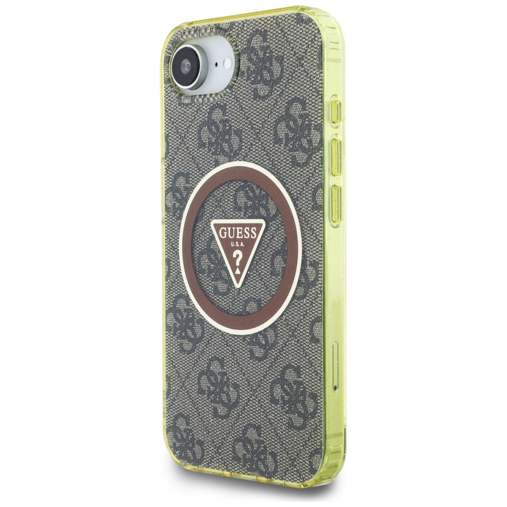 MagSafe cover til Apple iPhone 17e / 16e, Guess, IML Glitter 4G Circle Triangle, Brun