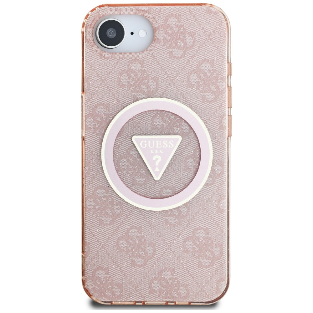 MagSafe cover til Apple iPhone 17e / 16e, Guess, IML Glitter 4G Circle Triangle, Pink