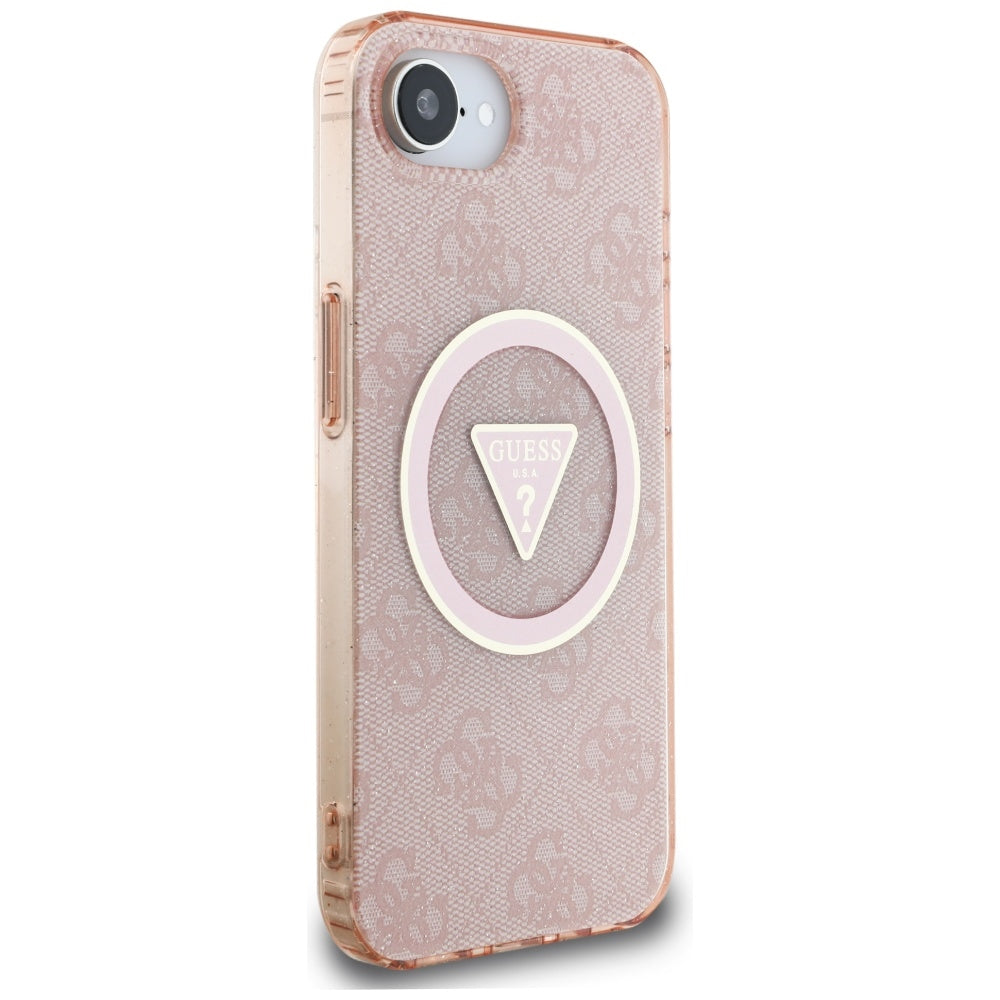 MagSafe cover til Apple iPhone 17e / 16e, Guess, IML Glitter 4G Circle Triangle, Pink