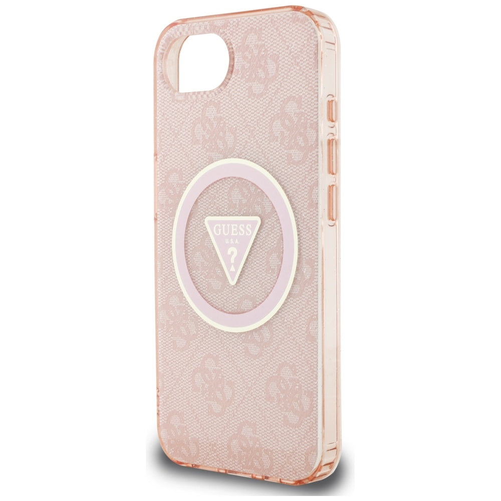MagSafe cover til Apple iPhone 17e / 16e, Guess, IML Glitter 4G Circle Triangle, Pink