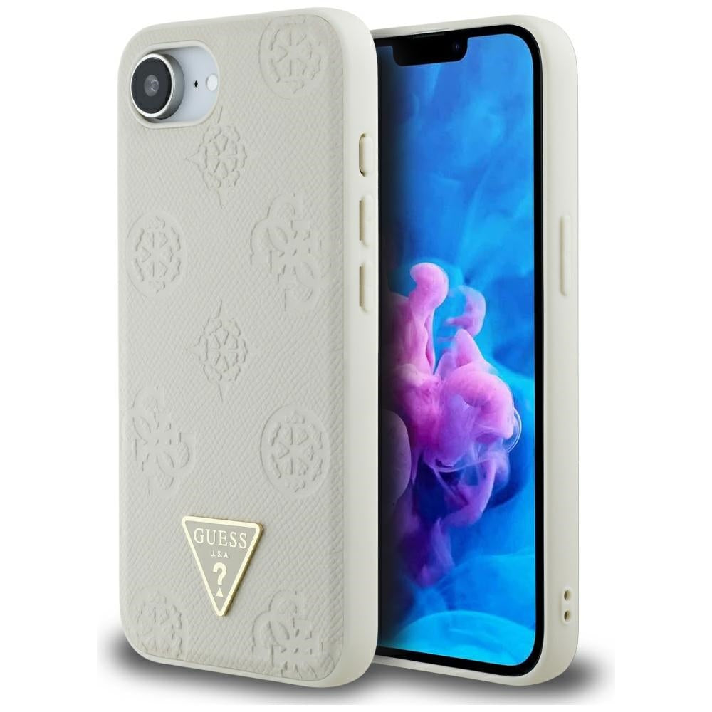 MagSafe cover til Apple iPhone 17e / 16e, Guess, Peony Grained Hot Stamp Triangle, Beige
