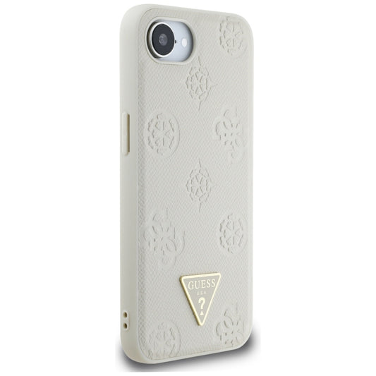 MagSafe cover til Apple iPhone 16e, Guess, Peony Grained Hot Stamp Triangle, Beige