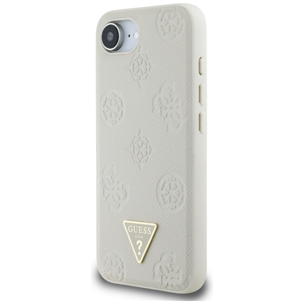 MagSafe cover til Apple iPhone 17e / 16e, Guess, Peony Grained Hot Stamp Triangle, Beige