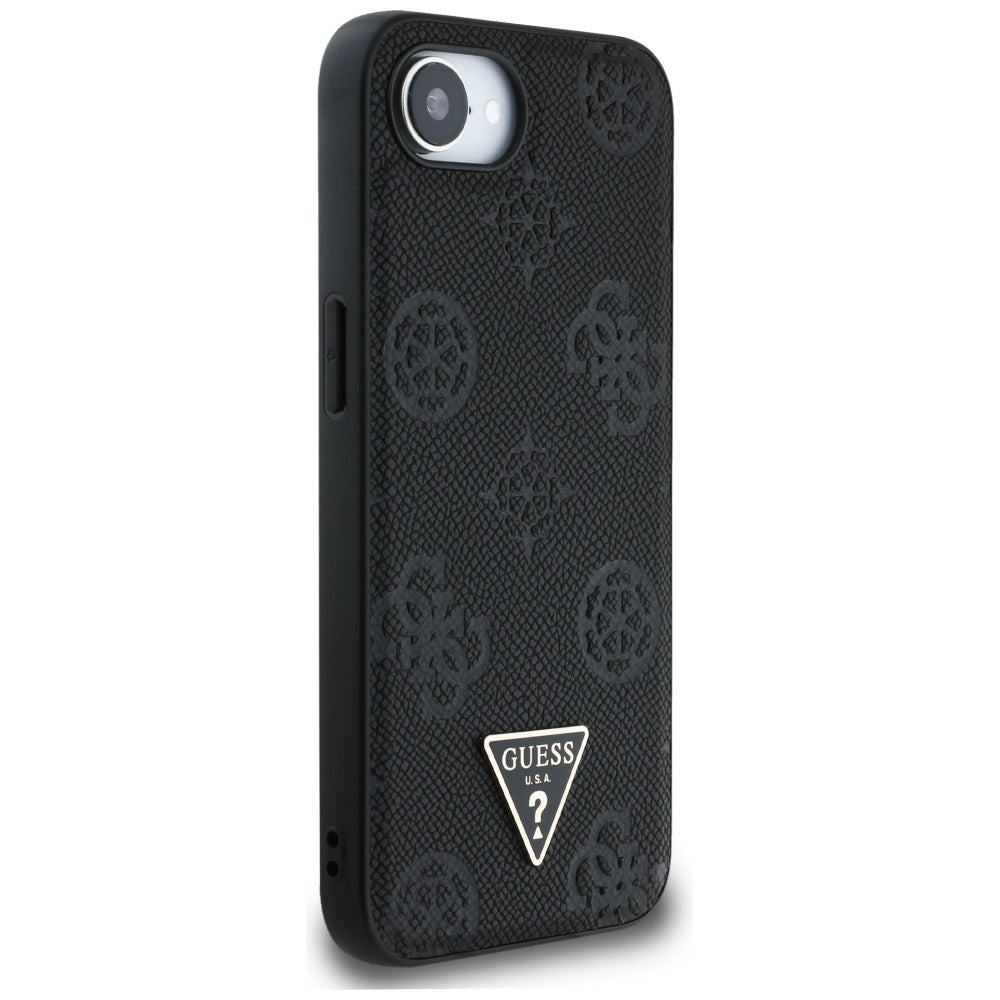 MagSafe cover til Apple iPhone 17e / 16e, Guess, Peony Grained Hot Stamp Triangle, Sort