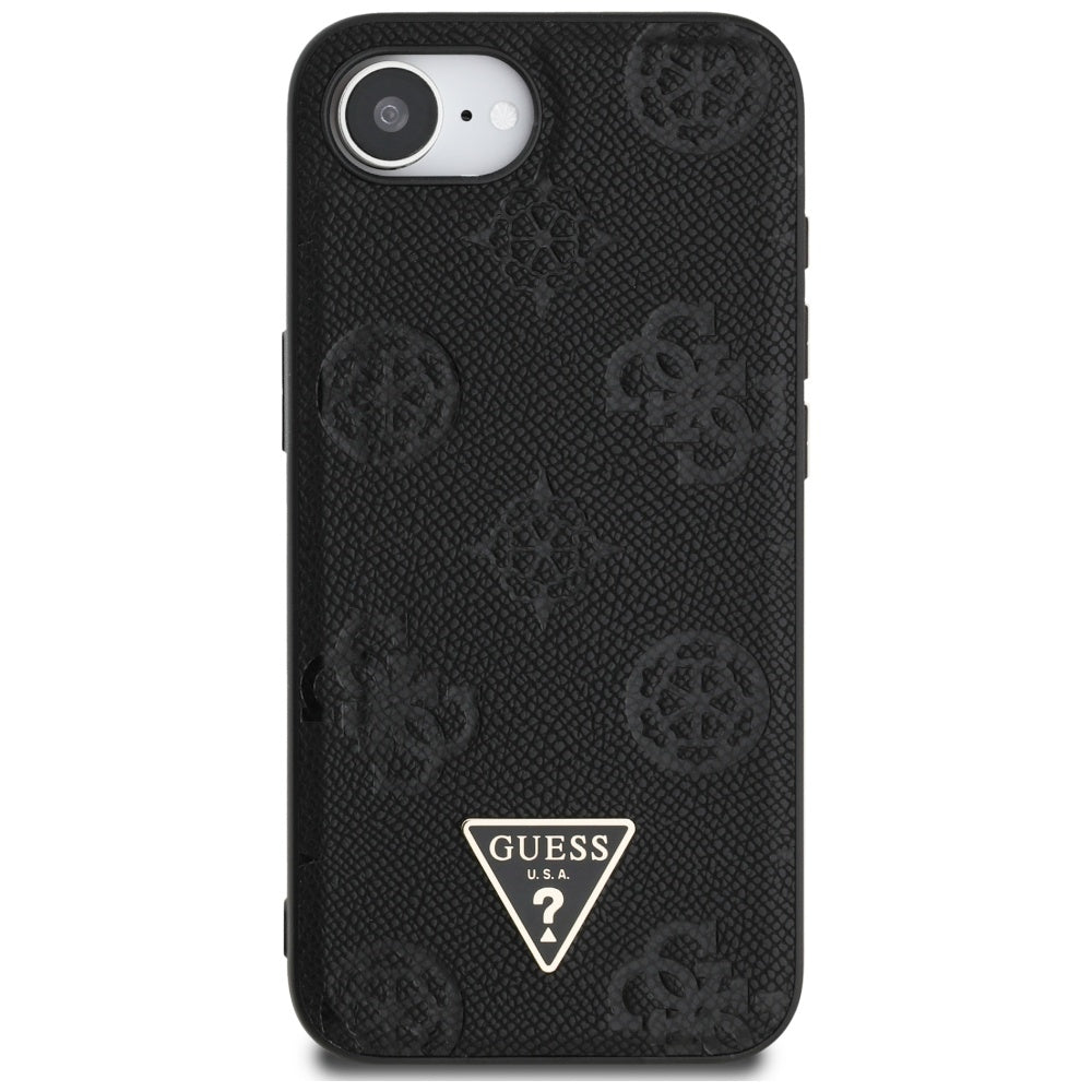 MagSafe cover til Apple iPhone 17e / 16e, Guess, Peony Grained Hot Stamp Triangle, Sort