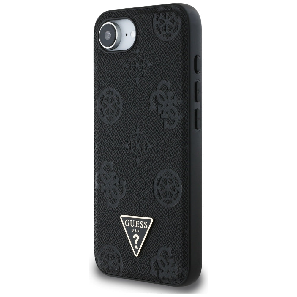 MagSafe cover til Apple iPhone 17e / 16e, Guess, Peony Grained Hot Stamp Triangle, Sort