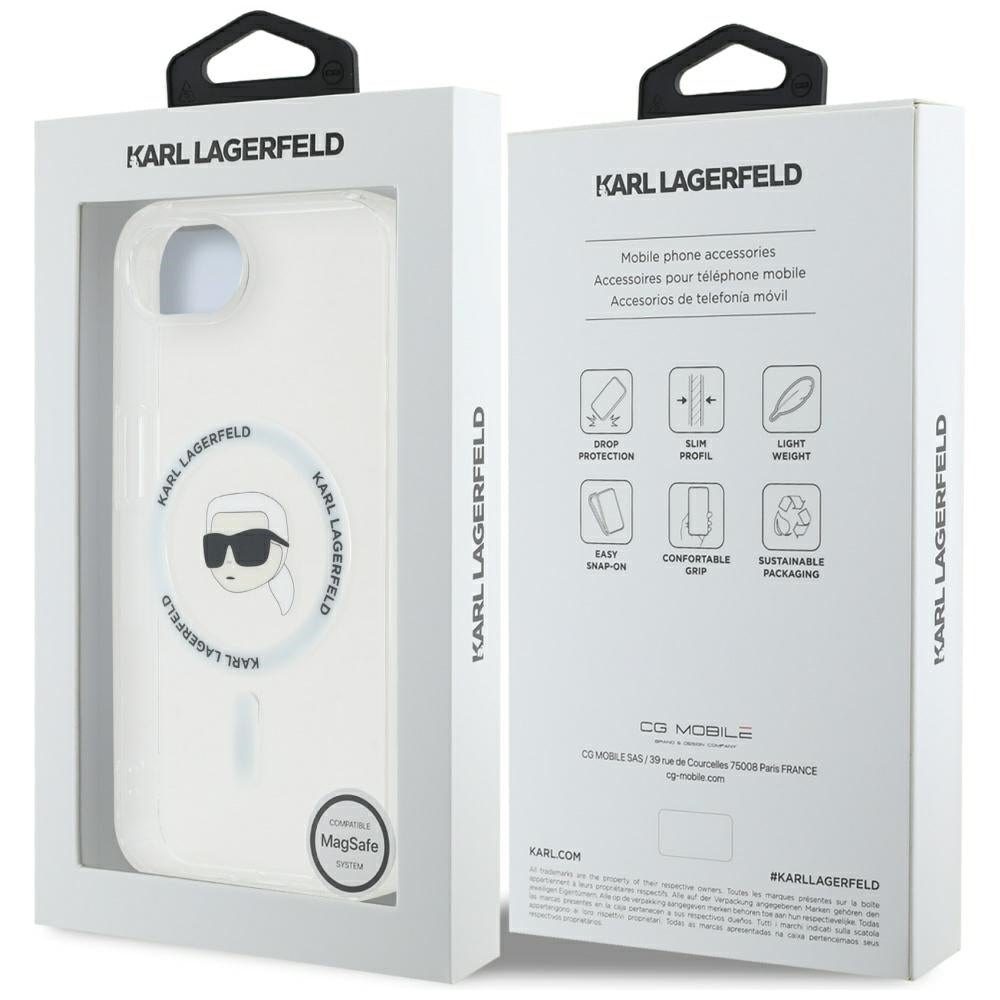 MagSafe cover til Apple iPhone 17e / 16e, Karl Lagerfeld, IML Karl's Head, Hvid