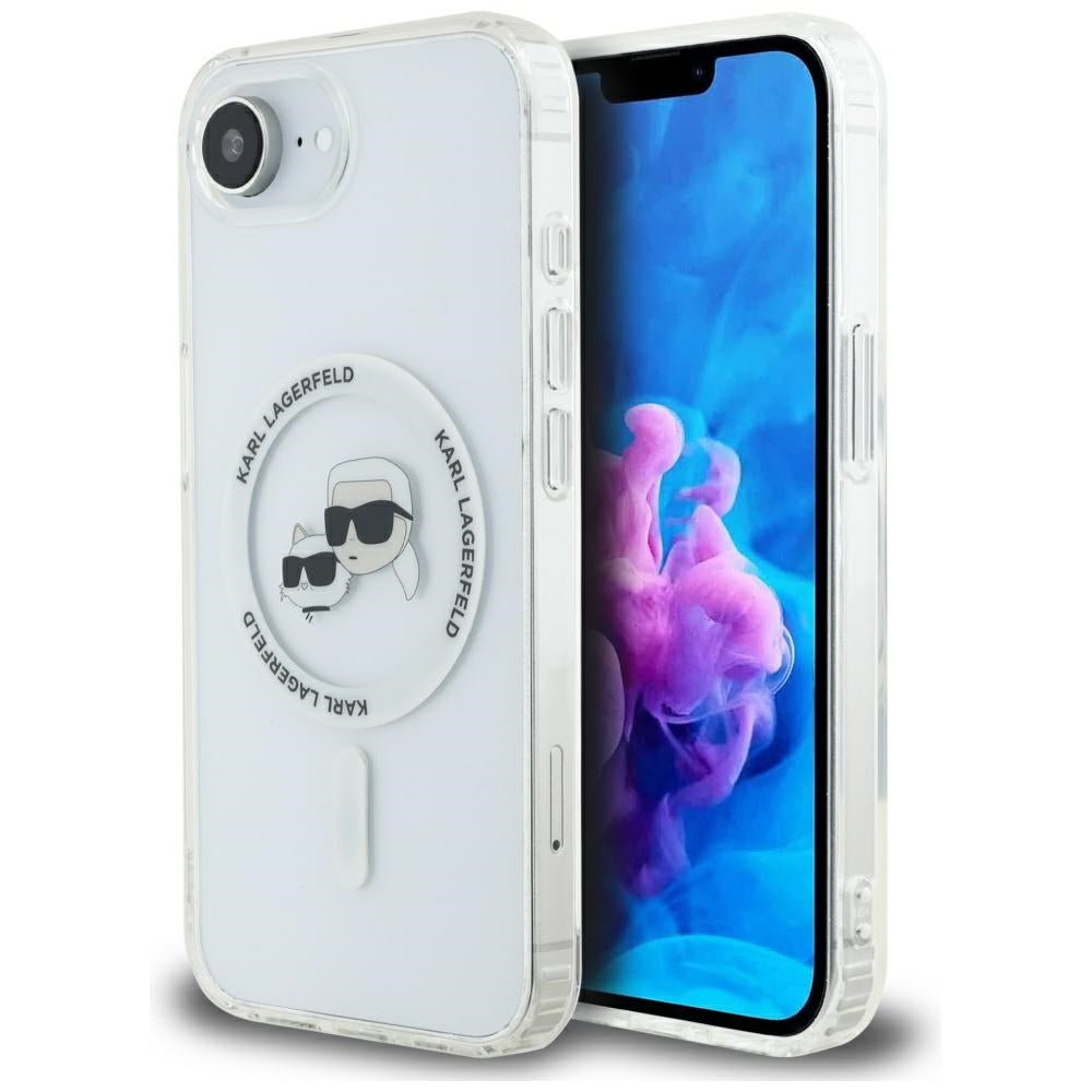 MagSafe cover til Apple iPhone 17e / 16e, Karl Lagerfeld, IML Metal Karl & Choupette's Heads, Hvid