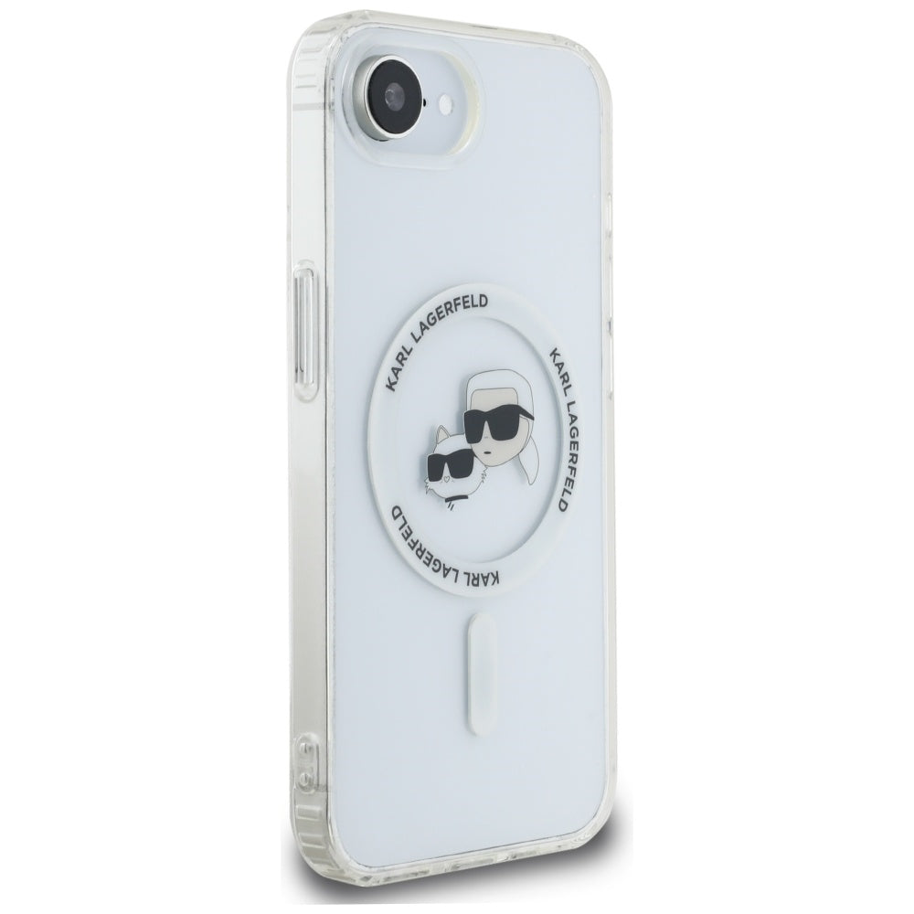 MagSafe cover til Apple iPhone 17e / 16e, Karl Lagerfeld, IML Metal Karl & Choupette's Heads, Hvid