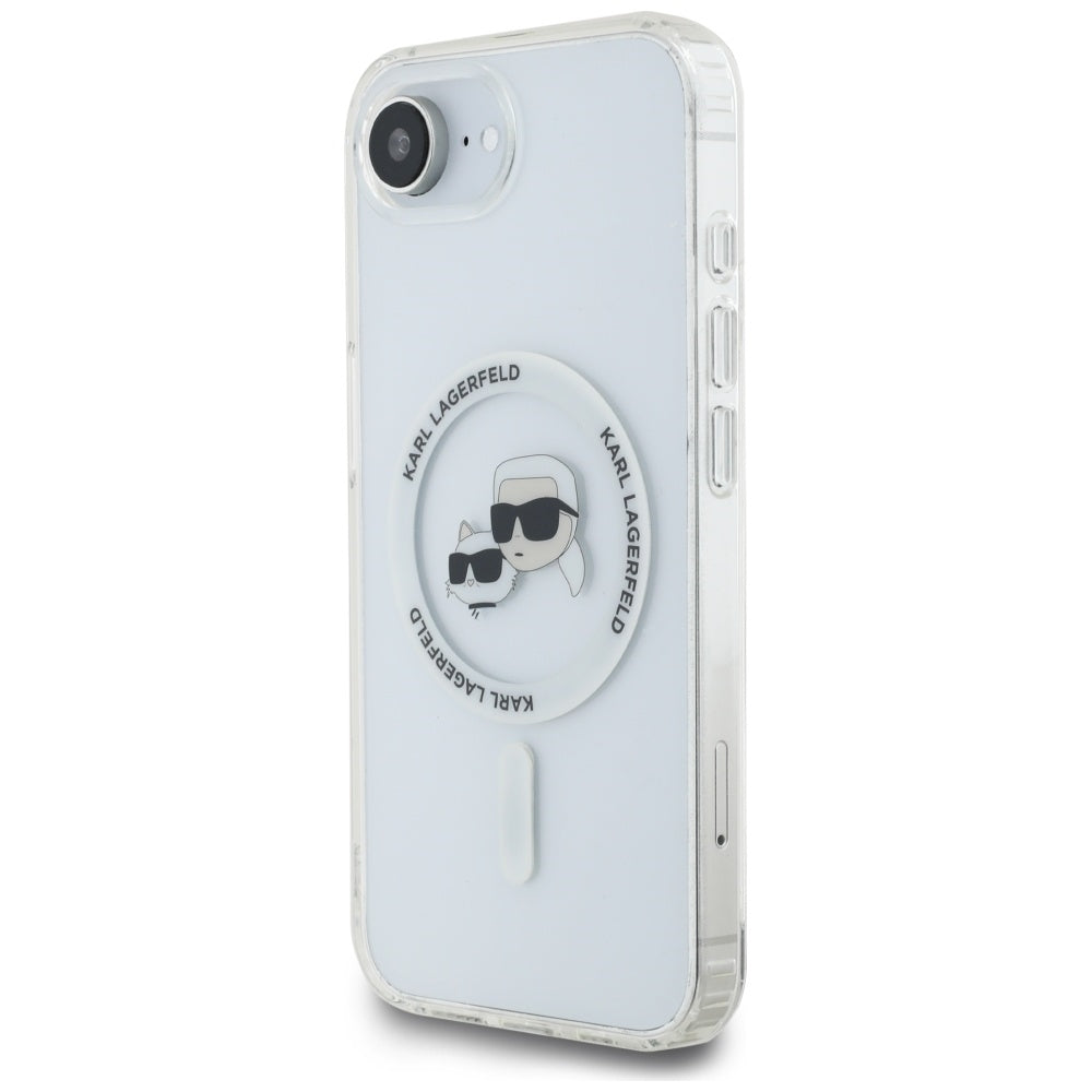 MagSafe cover til Apple iPhone 17e / 16e, Karl Lagerfeld, IML Metal Karl & Choupette's Heads, Hvid