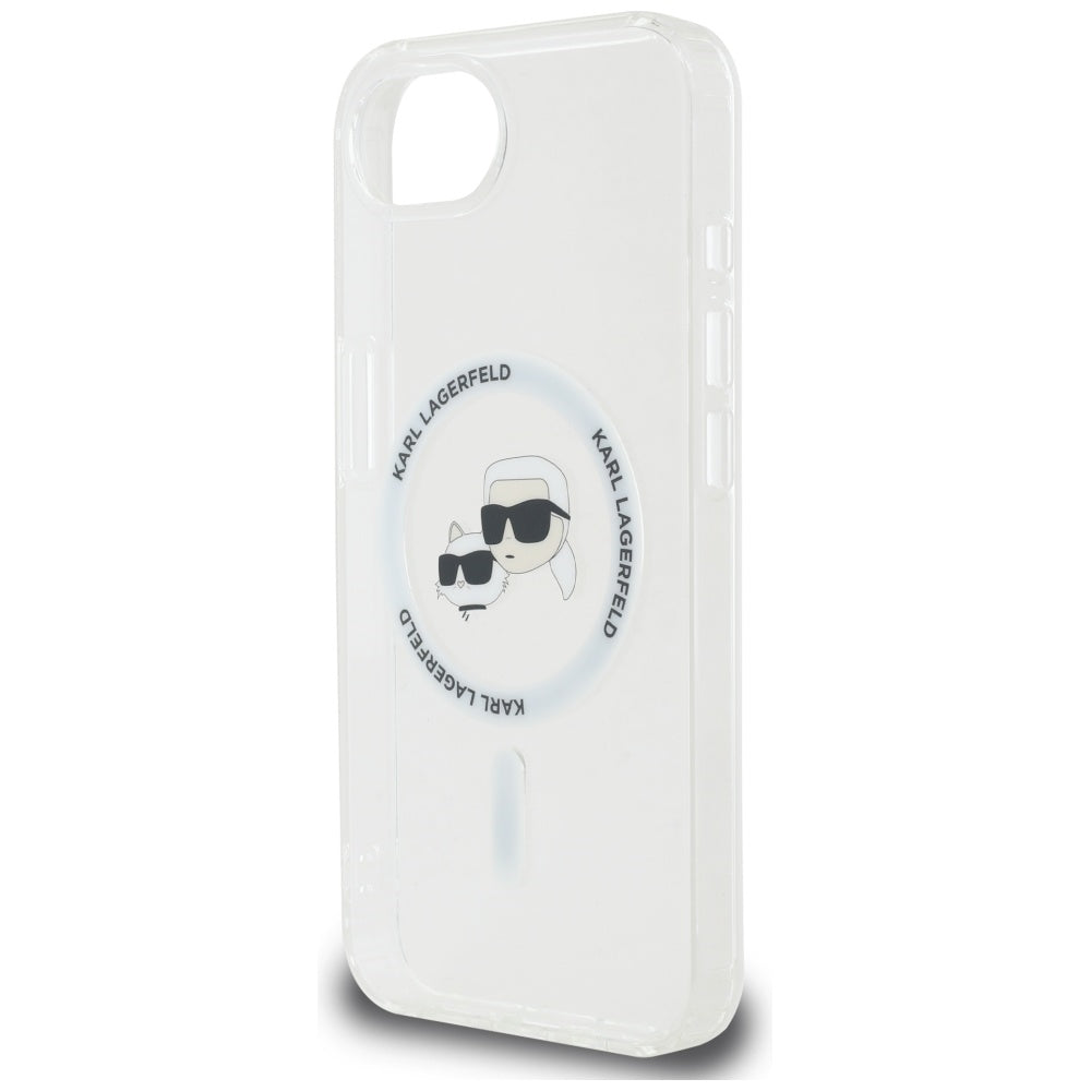 MagSafe cover til Apple iPhone 17e / 16e, Karl Lagerfeld, IML Metal Karl & Choupette's Heads, Hvid
