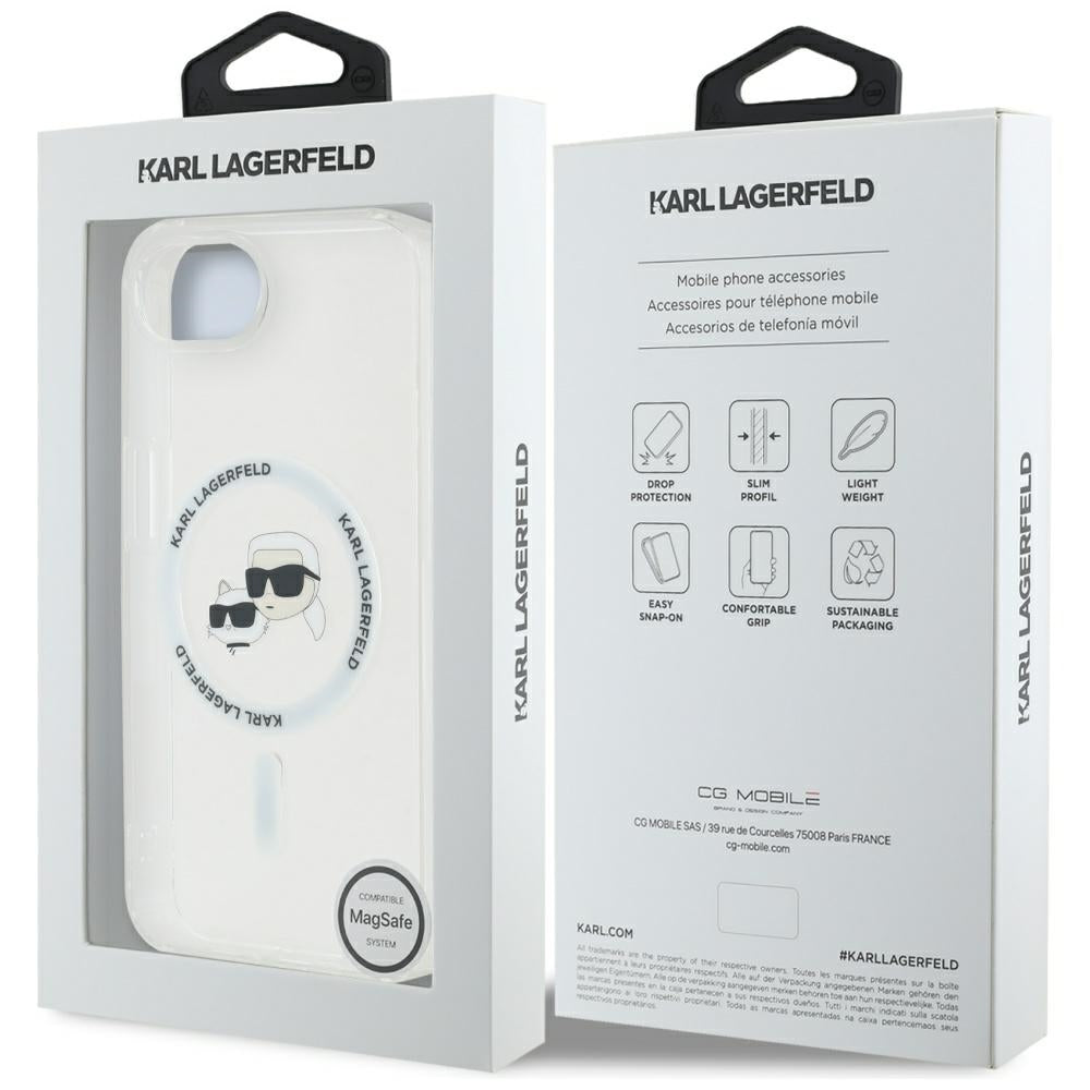 MagSafe cover til Apple iPhone 17e / 16e, Karl Lagerfeld, IML Metal Karl & Choupette's Heads, Hvid