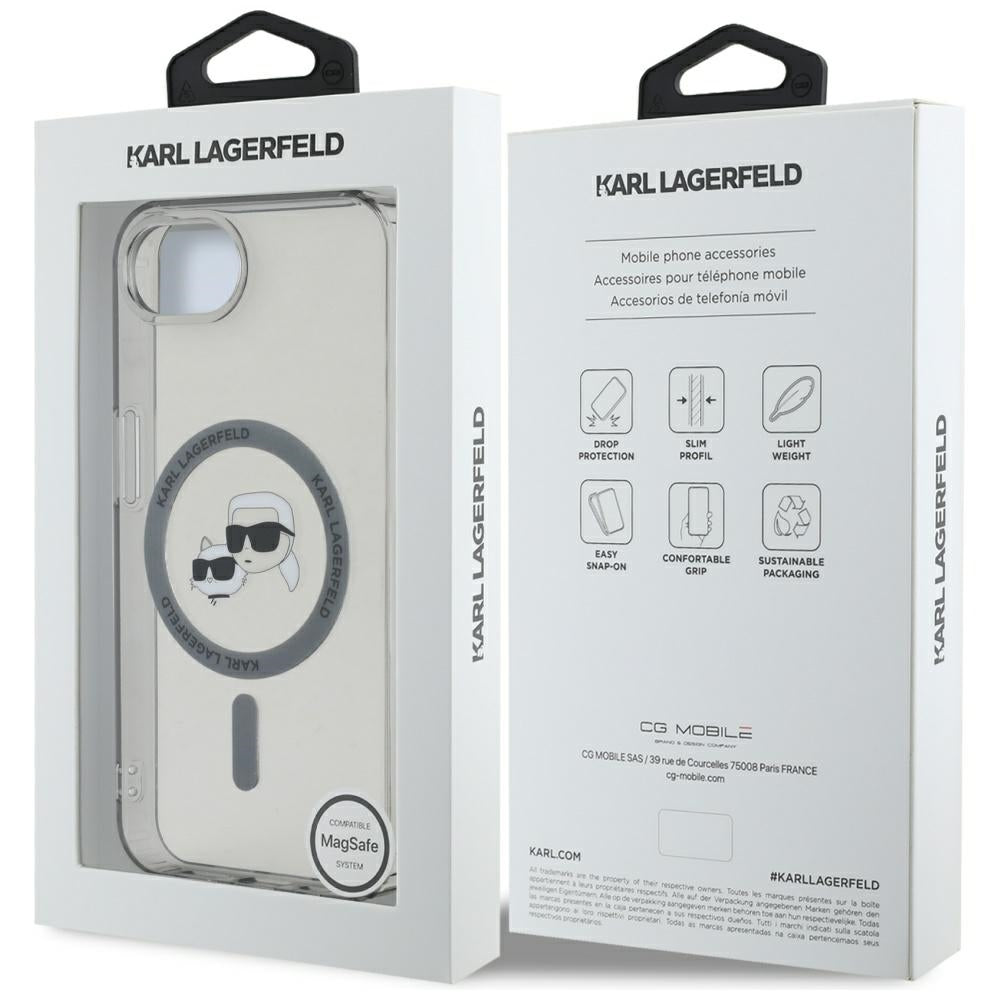 MagSafe cover til Apple iPhone 17e / 16e, Karl Lagerfeld, IML Metal Karl & Choupette's Heads, Sort