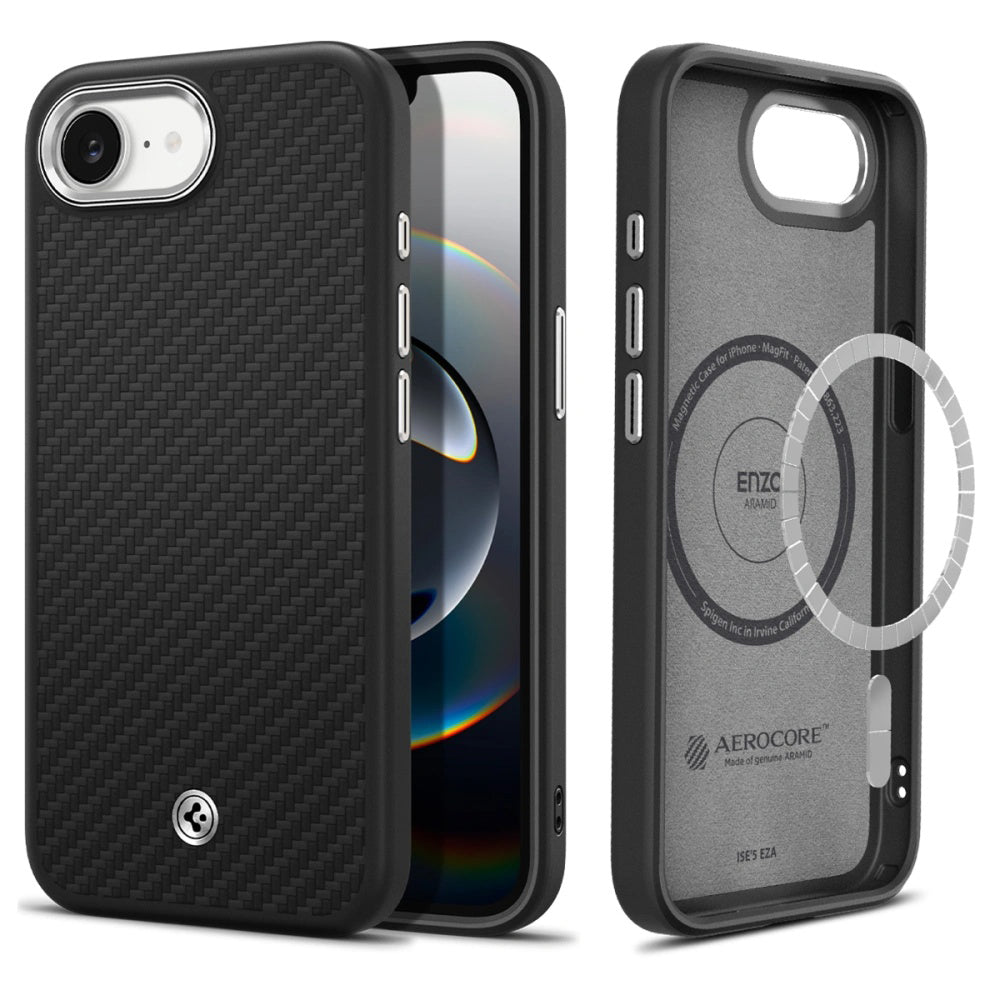 MagSafe cover til Apple iPhone 17e / 16e, Spigen, Enzo Aramid, Mat Sort