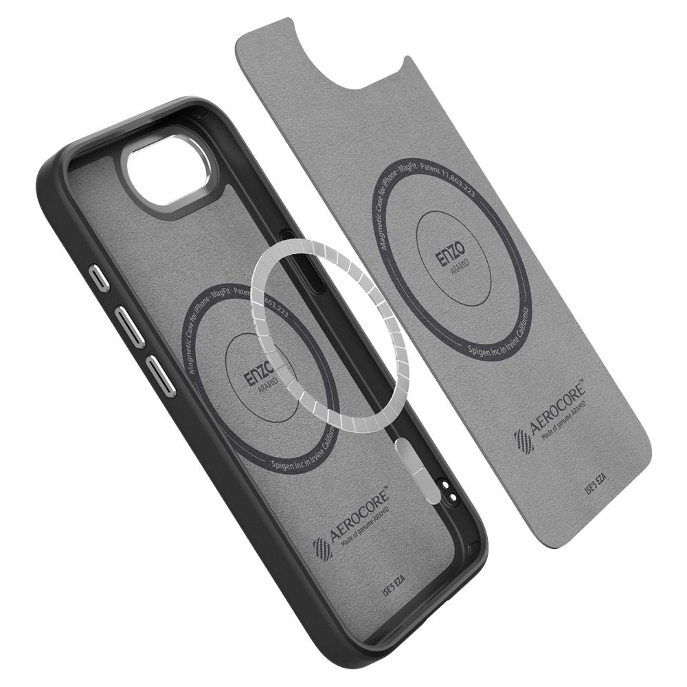 MagSafe cover til Apple iPhone 17e / 16e, Spigen, Enzo Aramid, Mat Sort