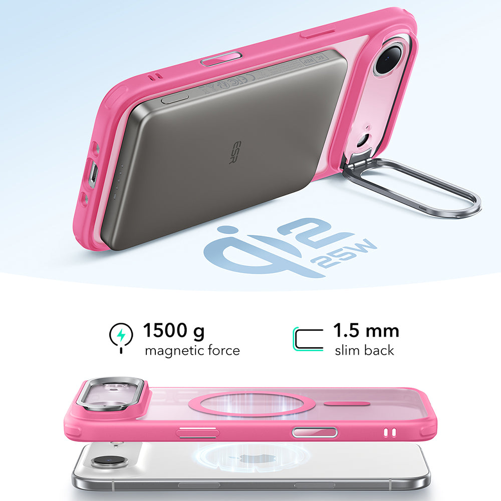 MagSafe cover til Apple iPhone 17 Air, ESR, Classic Hybrid Kickstand, Satinrosa