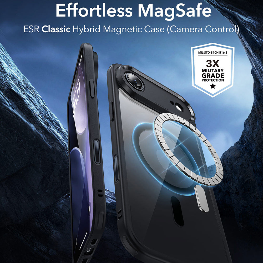 MagSafe cover til Apple iPhone 17 Air, ESR, Classic Hybrid, Sort Transparent