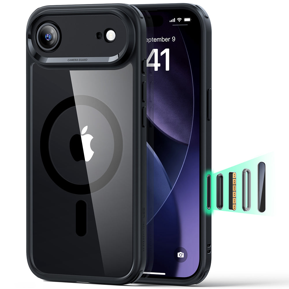 MagSafe cover til Apple iPhone 17 Air, ESR, Classic Hybrid, Sort Transparent