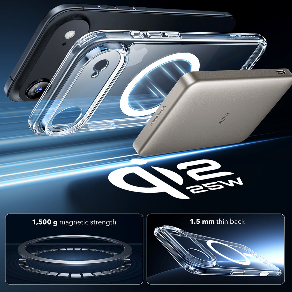 MagSafe cover til Apple iPhone 17 Air, ESR, Classic Hybrid, Transparent