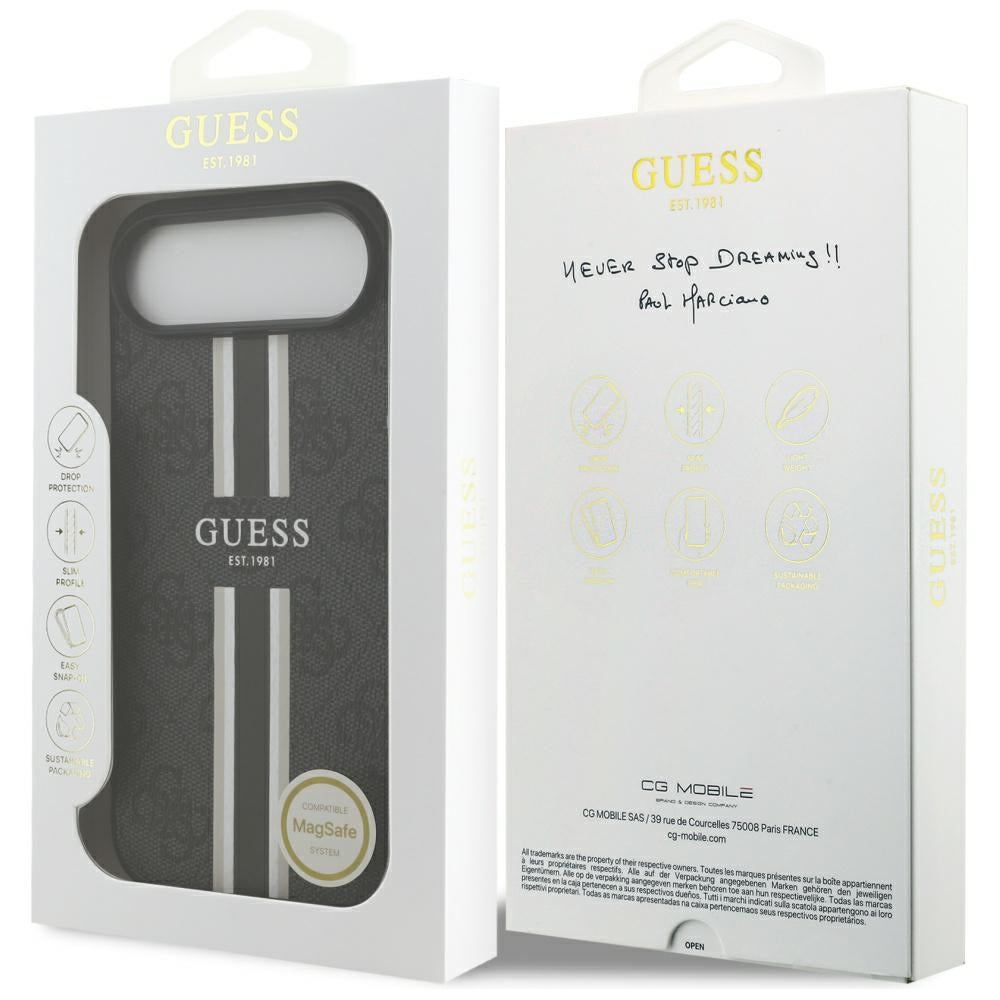 MagSafe cover til Apple iPhone 17 Air, Guess, 4G Printed Stripes, Sort