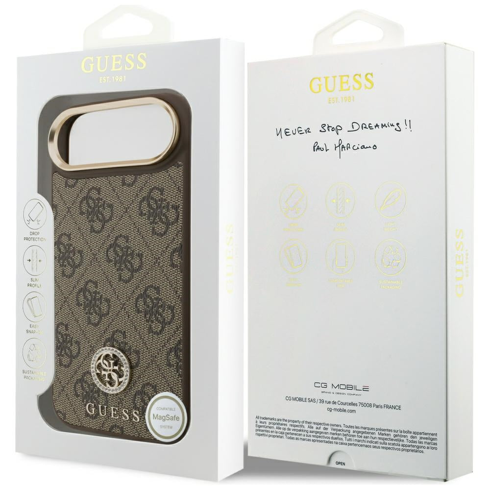 MagSafe cover til Apple iPhone 17 Air, Guess, 4G Strass Logo, Brun