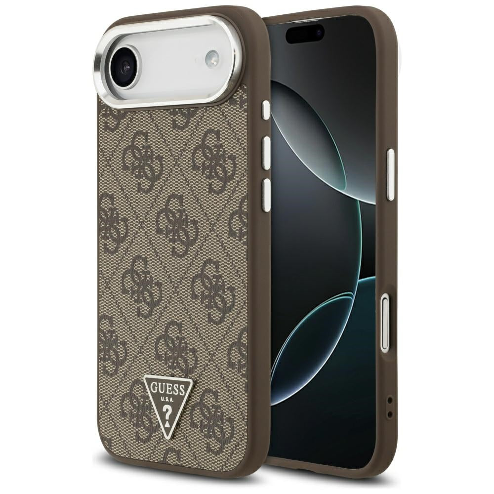 MagSafe cover til Apple iPhone 17 Air, Guess, 4G Triangle Logo, Brun Sølvfarvet