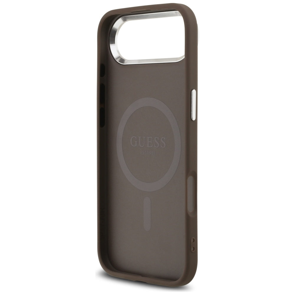 MagSafe cover til Apple iPhone 17 Air, Guess, 4G Triangle Logo, Brun Sølvfarvet