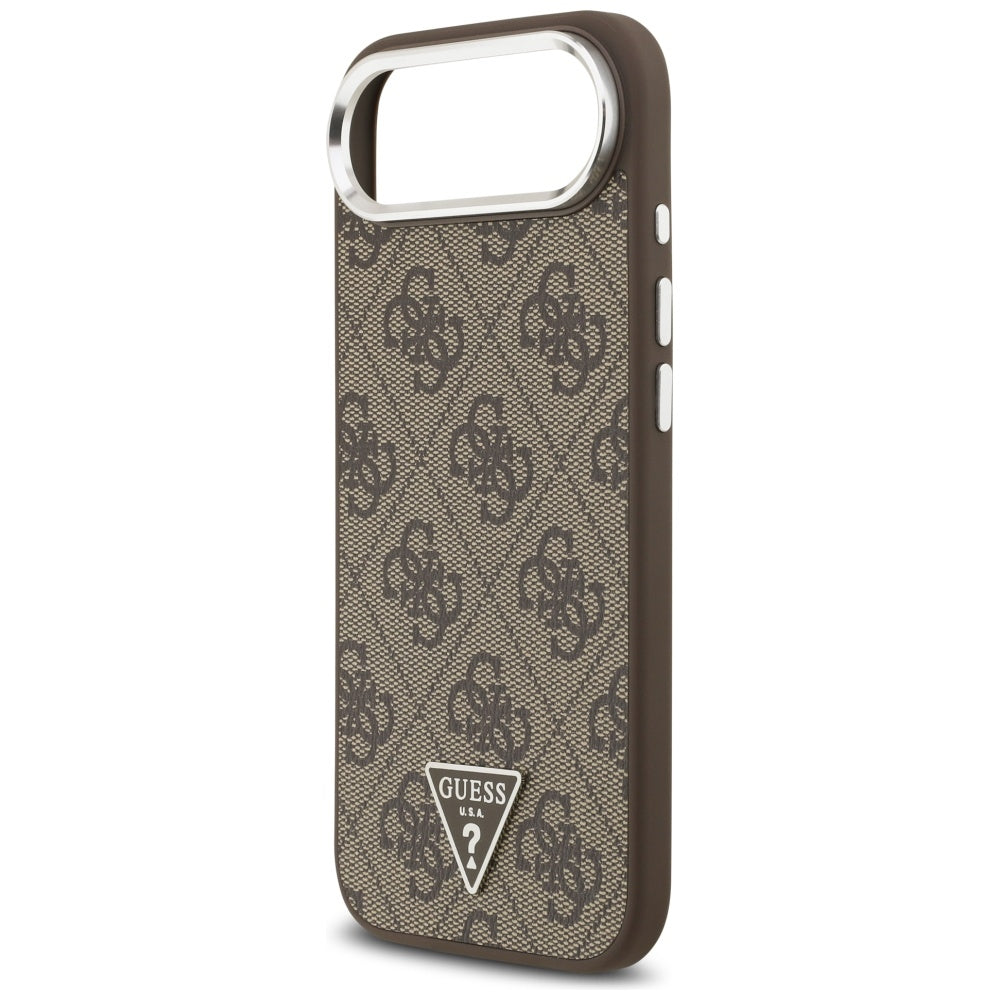 MagSafe cover til Apple iPhone 17 Air, Guess, 4G Triangle Logo, Brun Sølvfarvet