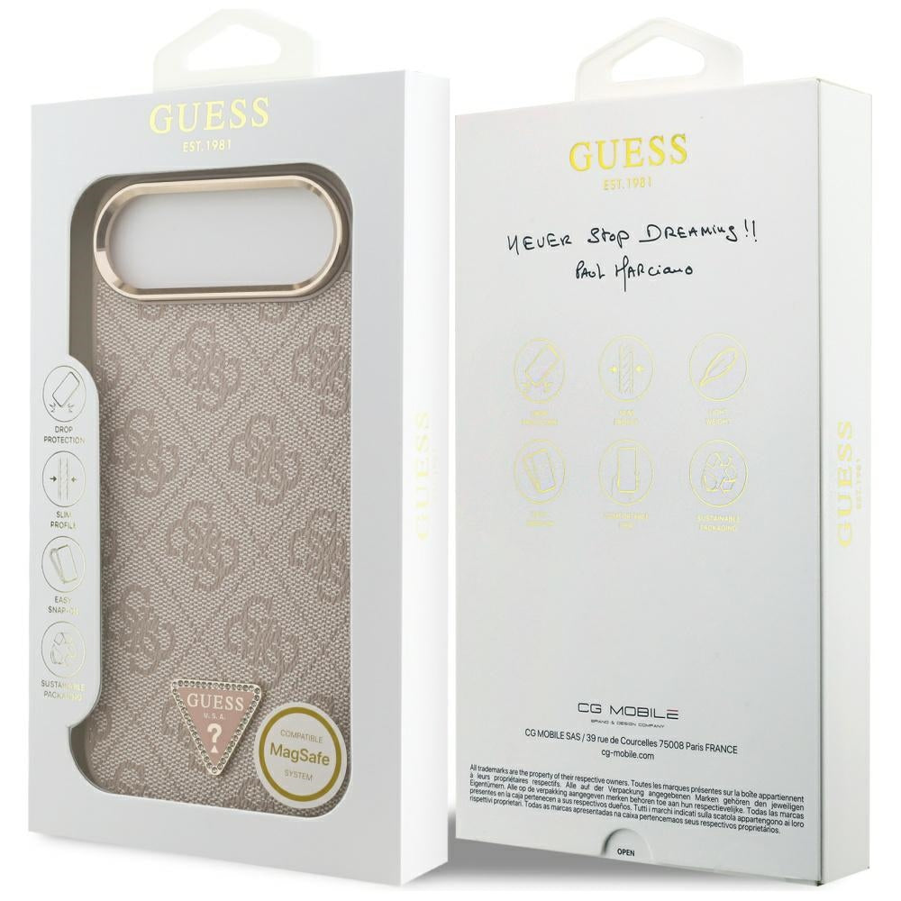 MagSafe cover til Apple iPhone 17 Air, Guess, 4G Triangle Logo, Gylden Rosa