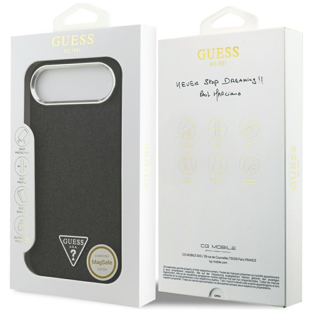 MagSafe cover til Apple iPhone 17 Air, Guess, Glitter Triangle Logo, Sort