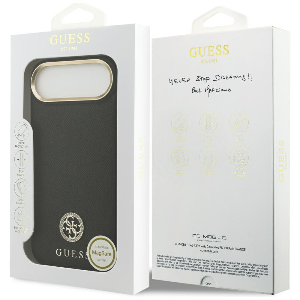 MagSafe cover til Apple iPhone 17 Air, Guess, Grained Strass Logo, Sort