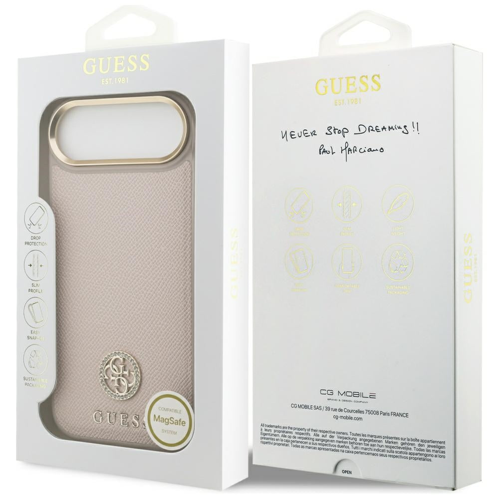 MagSafe cover til Apple iPhone 17 Air, Guess, Grained Strass Logo, Pink