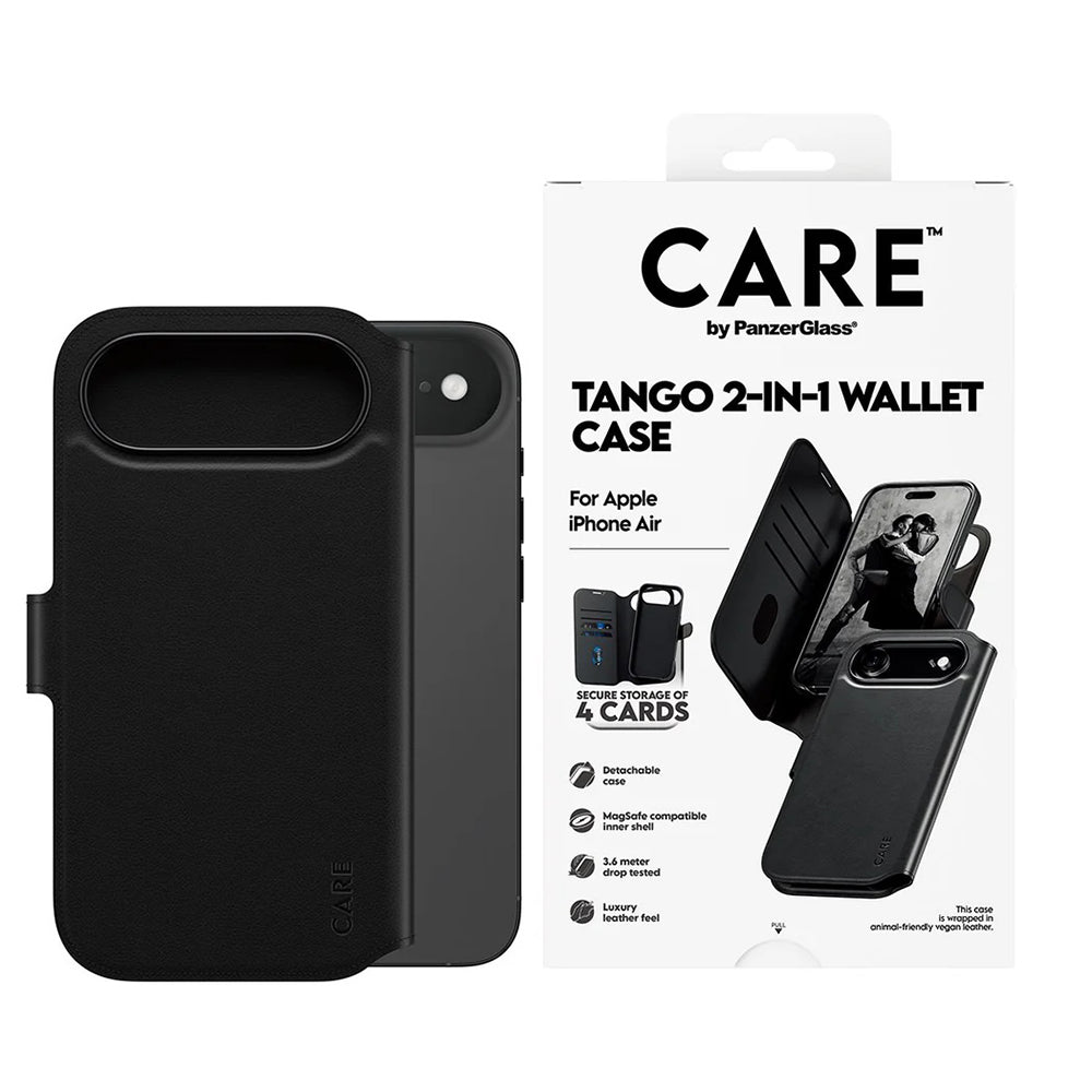 MagSafe cover til Apple iPhone 17 Air, PanzerGlass, Care Feature Tango Two-in-One, Sort