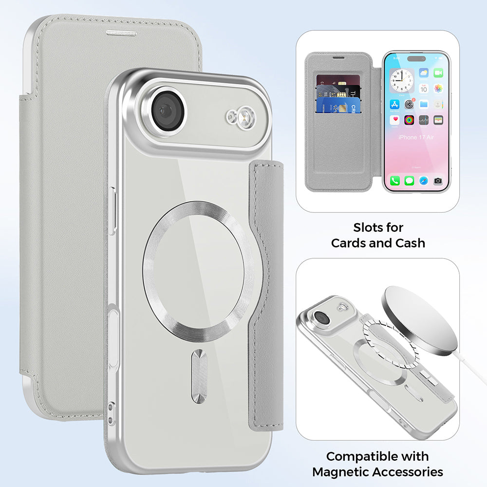 MagSafe cover til Apple iPhone 17 Air, Techsuit, SmartMag Book, Grå