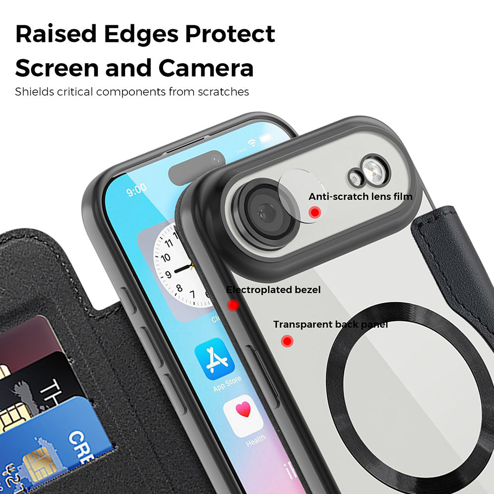 MagSafe cover til Apple iPhone 17 Air, Techsuit, SmartMag Book, Brun