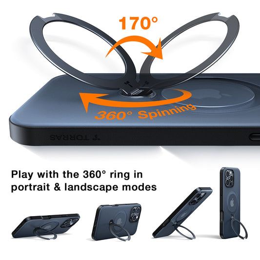 MagSafe cover til Apple iPhone 17 Air, Torras, Ostand Spin, Gennemsigtig