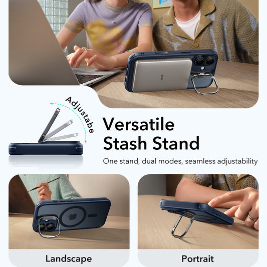 MagSafe cover til Apple iPhone 17, ESR, Classic Hybrid Kickstand, Satinblå