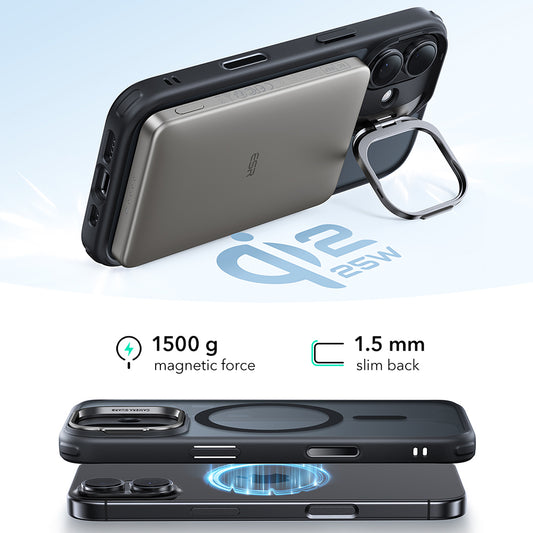 MagSafe cover til Apple iPhone 17, ESR, Classic Hybrid Kickstand, Satin Sort