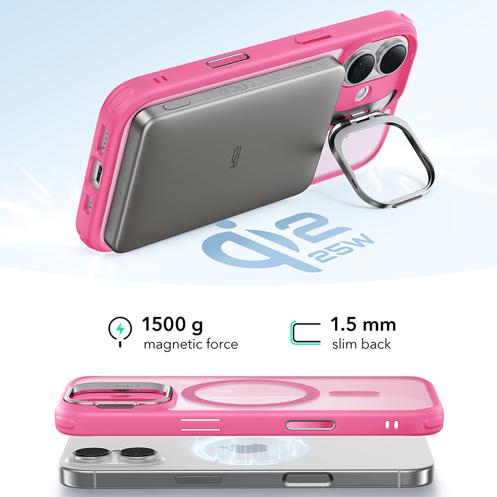 MagSafe cover til Apple iPhone 17, ESR, Classic Hybrid Kickstand, Satinrosa