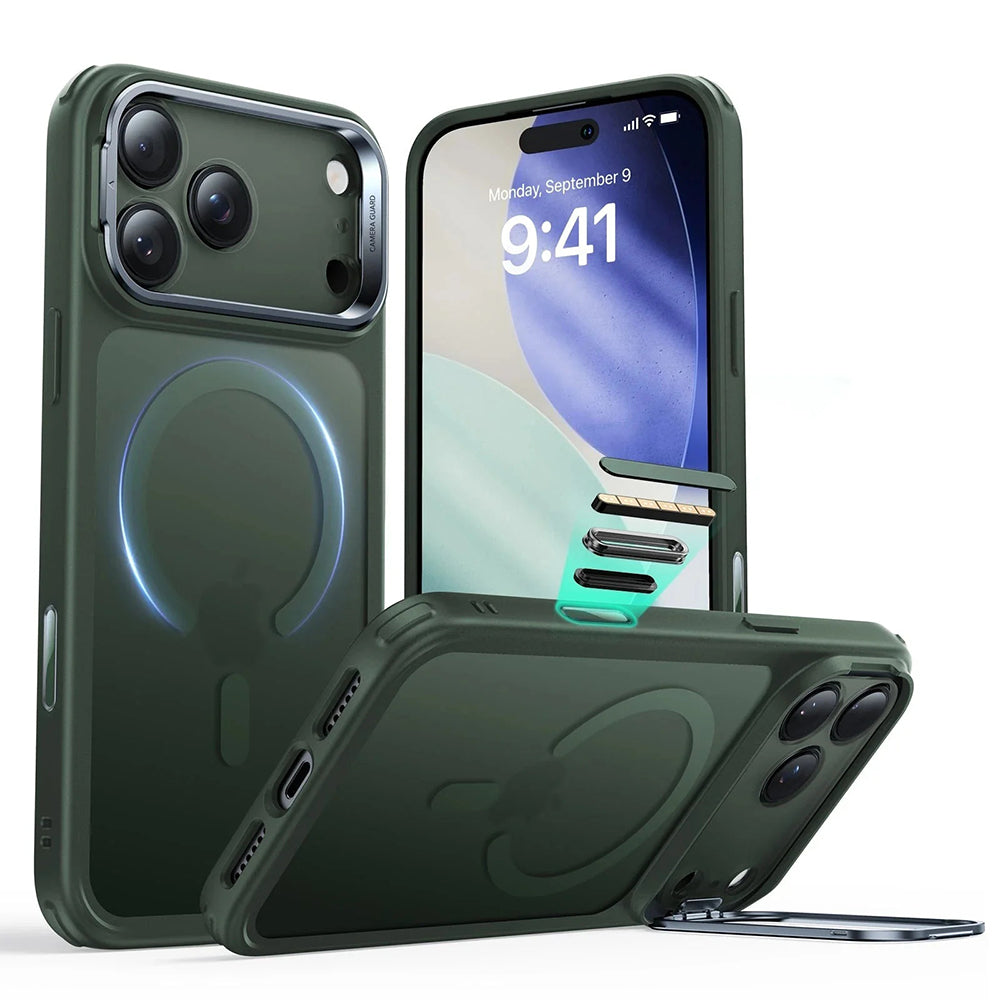 MagSafe cover til Apple iPhone 17, ESR, Classic Hybrid Kickstand, Satineret Grøn