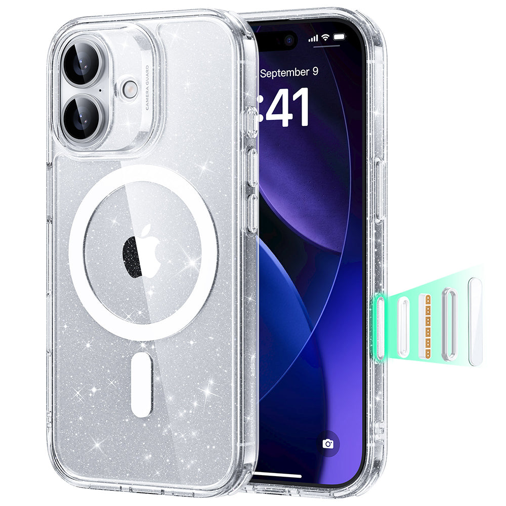 MagSafe cover til Apple iPhone 17, ESR, Classic Hybrid Shimmer, Transparent