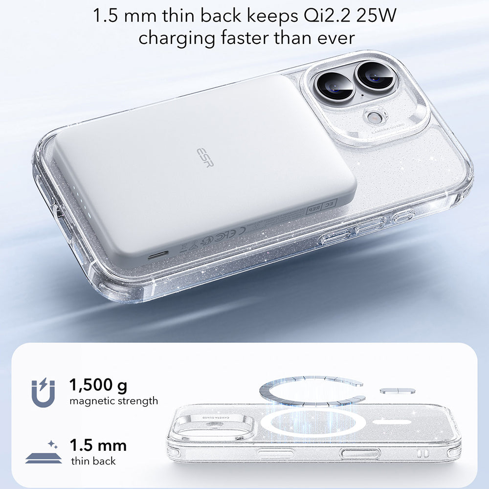 MagSafe cover til Apple iPhone 17, ESR, Classic Hybrid Shimmer, Transparent