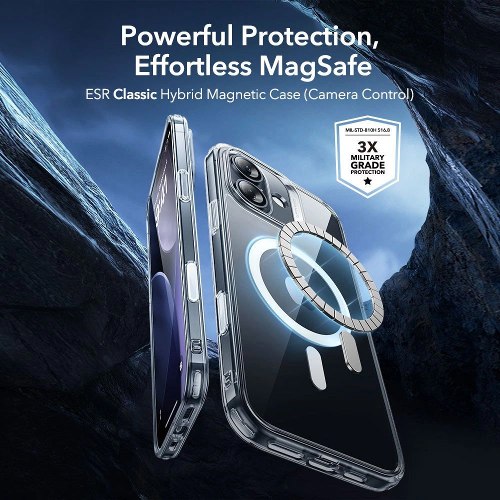 MagSafe cover til Apple iPhone 17, ESR, Classic Hybrid med skærmbeskytter, Transparent