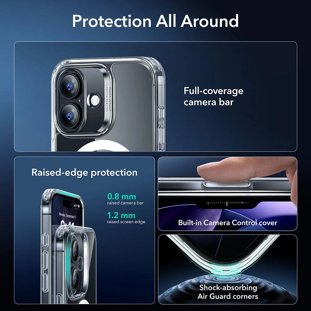 MagSafe cover til Apple iPhone 17, ESR, Classic Hybrid med skærmbeskytter, Transparent
